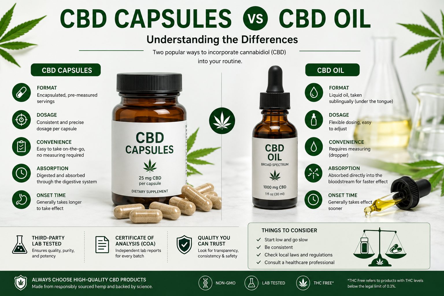 CBD Capsules vs CBD Oil
